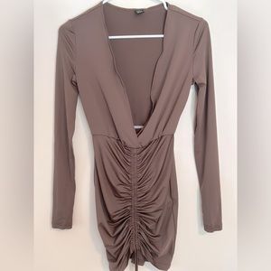 Bodycon, deep-V, scrunched dress